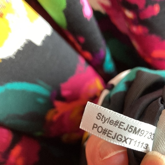 Eliza J Marlow Black 3/4 Length Sleeve Floral Scoop Neck Gown Size 2 Bow Modest - Picture 13 of 16